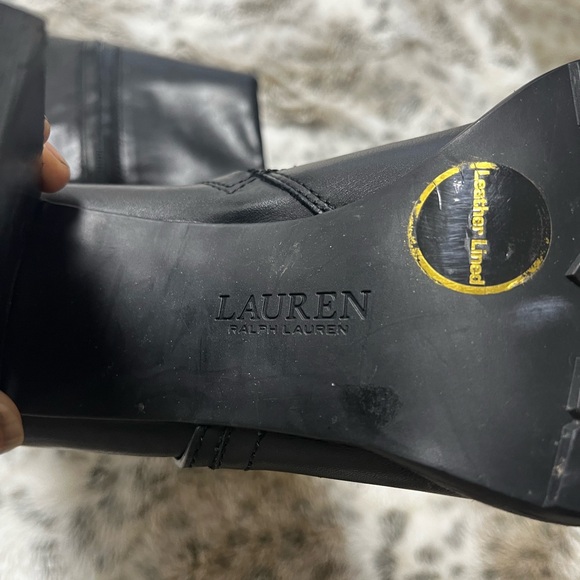 Ralph Lauren Black Leather Heeled Boots - Picture 4 of 6
